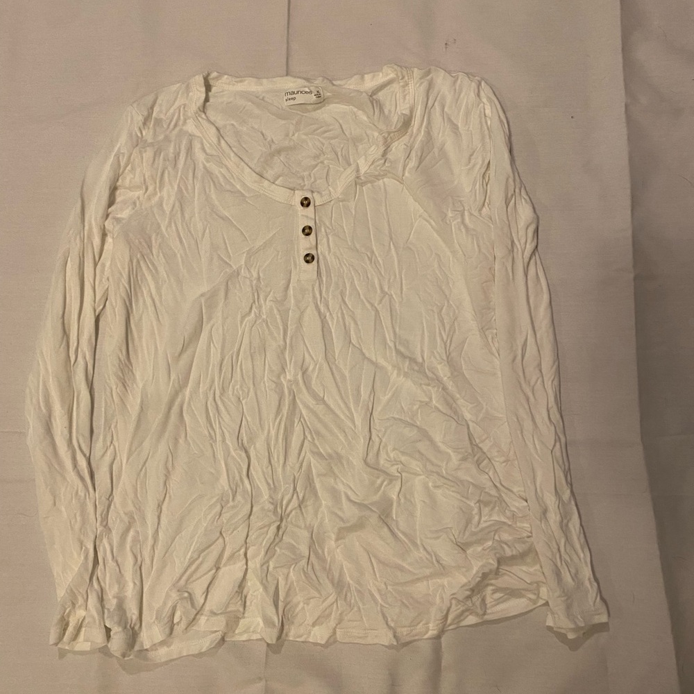Maurices Cream Long Sleeve Blouse with Button Detail